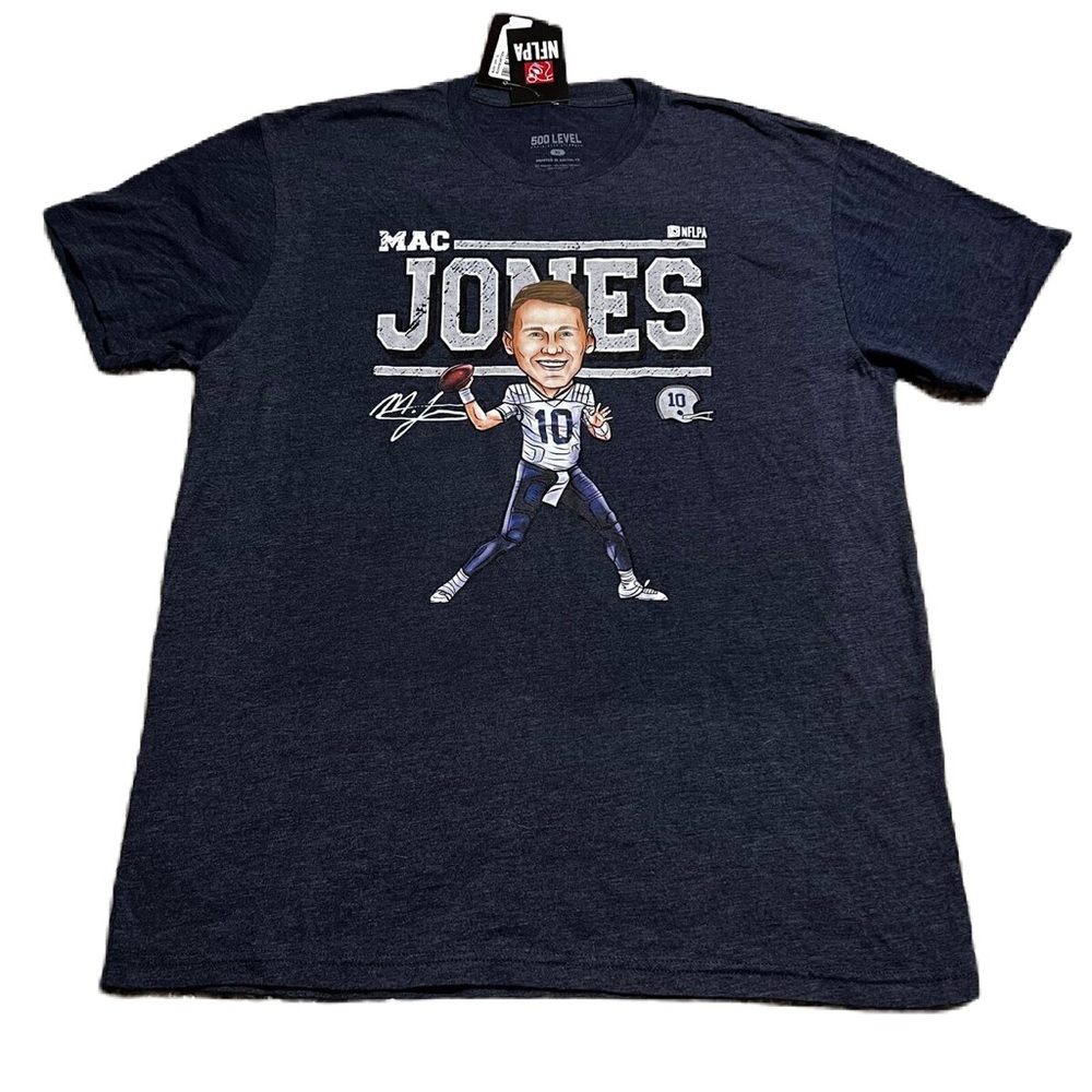 New England Patriots Shirt Men 2XL Blue Mac‎ Jones Cartoon NFL Football NWT